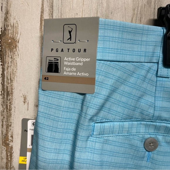 PGA TOUR Golf Shorts Men’s 42 Light Blue Chino Flat Front Performance 8” NWT - Picture 5 of 5